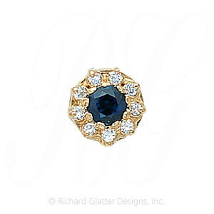 GS040 S/D - 14 Karat Gold Slide with Sapphire center and Diamond accents 